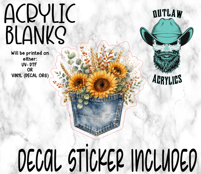 Light Denim Sunflower Pocket Acrylic & Decal Set