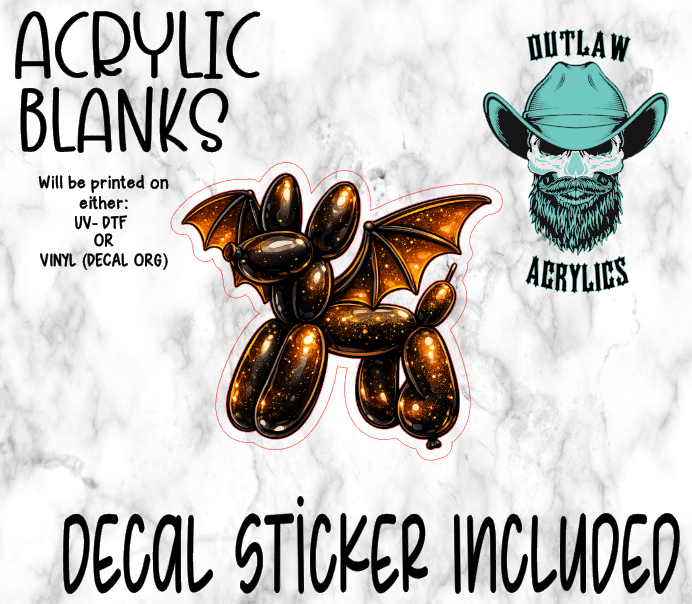 Bat Balloon Dog Acrylic & Decal Set