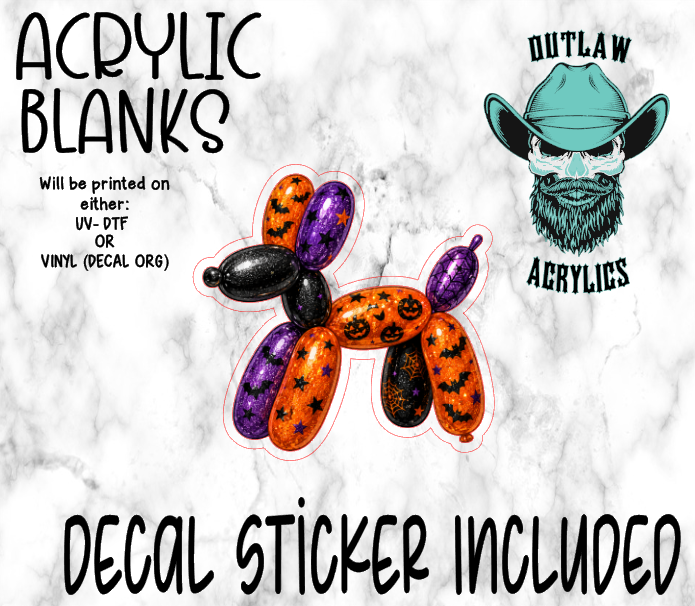 Purple Orange Pumpkin Balloon Dog Acrylic & Decal Set