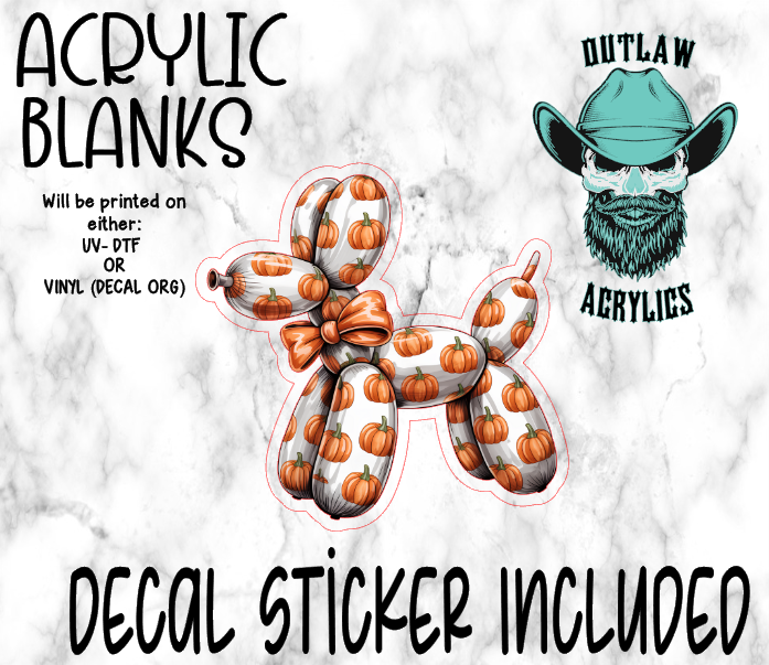 Pumpkin Balloon Dog Acrylic & Decal Set
