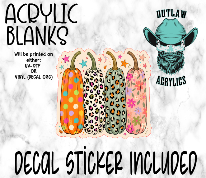 Tall Polka Leopard Dot Pumpkin Acrylic & Decal Set