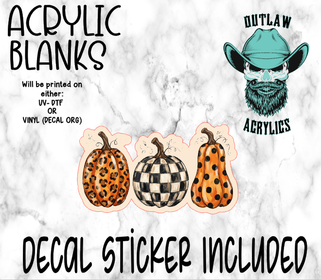 Leopard Checkered Dots Pumpkin Acrylic & Decal Set