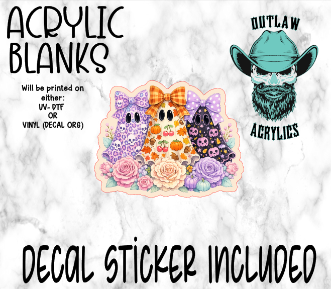 Purple Skull Orange Pumpkin Ghosts Acrylic & Decal Set