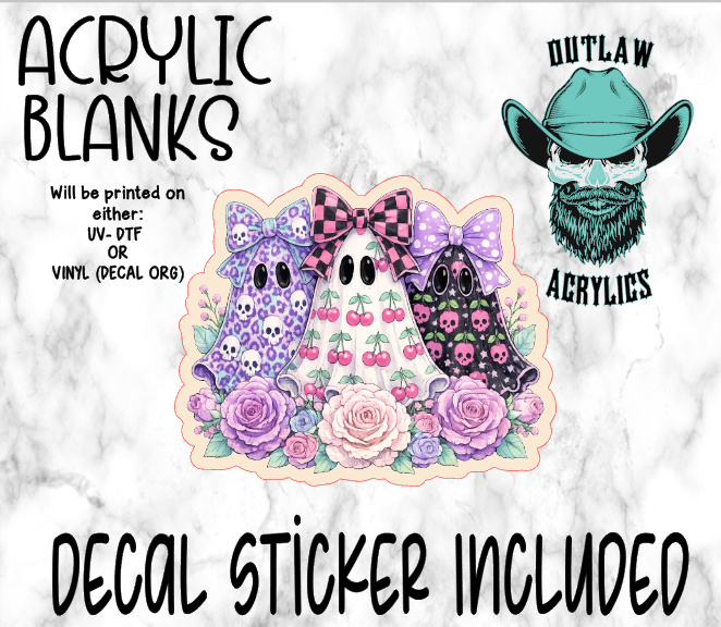 Black White Purple Ghosts Acrylic & Decal Set