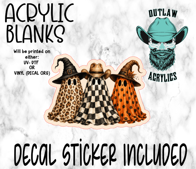 Trio Ghost Witches Acrylic & Decal Set