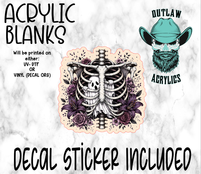 Purple Floral Ribcage Ghost Acrylic & Decal Set