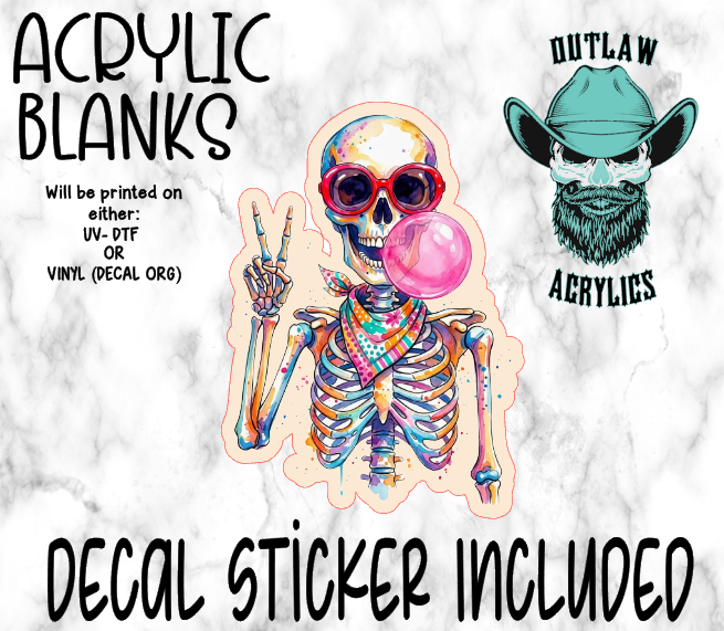 Skele Peace Bandana Bubble Gum Acrylic & Decal Set