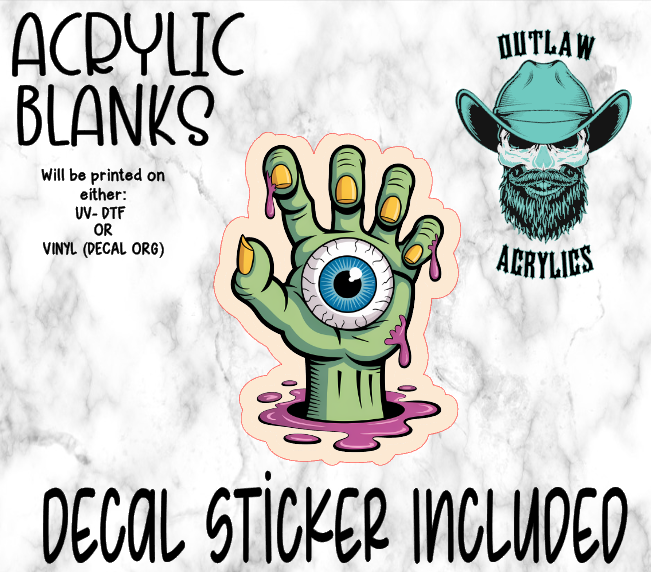 Zombie Eye Ball Hand Acrylic & Decal Set