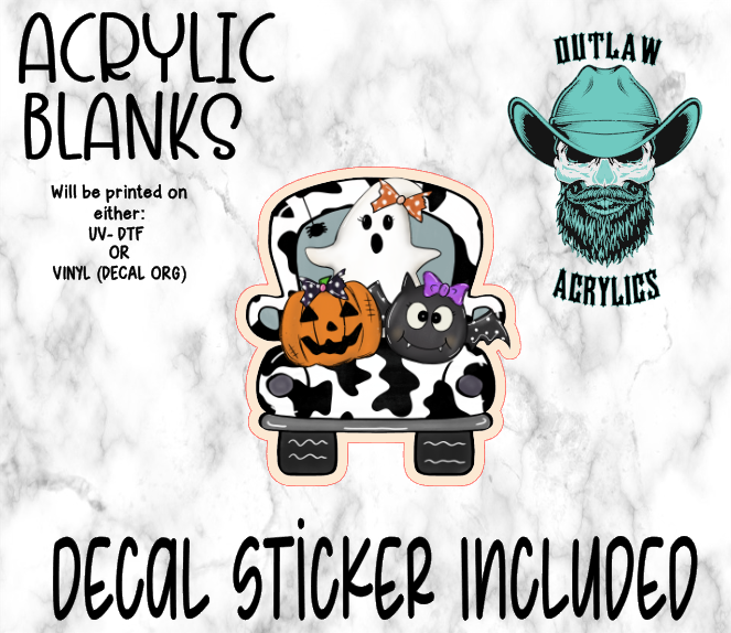 Cow Print Halloween Truck Rear Acrylic & Decal Set