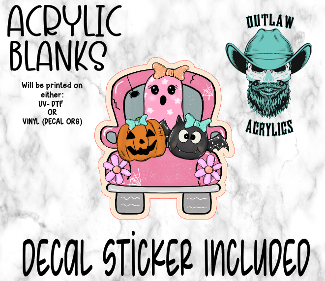 Pink Halloween Truck Rear Acrylic & Decal Set