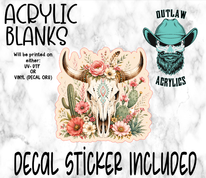 Cactus Western Skull Acrylic & Decal Set