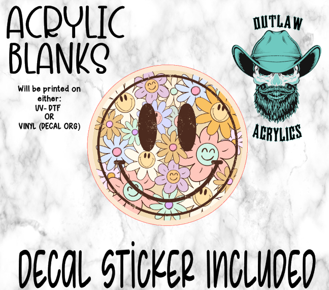 Happy Floral Smiley Acrylic & Decal Set