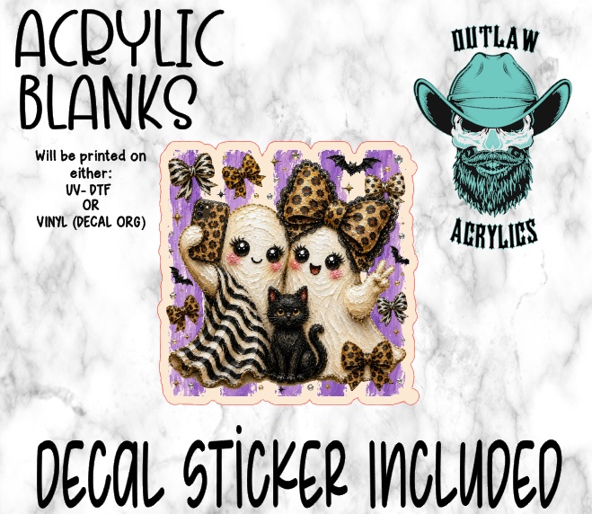 Purple Leopard Bow Ghosts Acrylic & Decal Set
