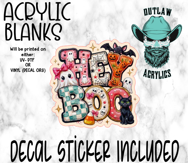 Hey Boo Colorful Bats Acrylic & Decal Set
