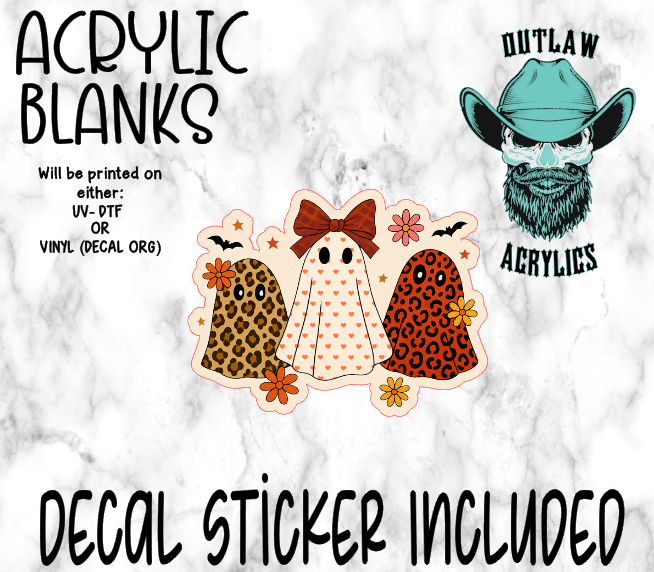 Floral Bats Leopard Ghosts Red Bow Acrylic & Decal Set