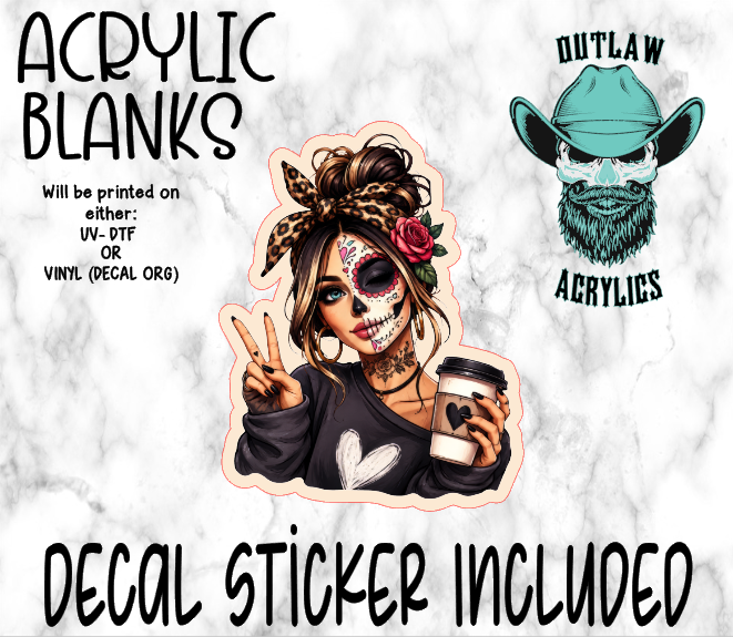 Half Girl Half Skele Acrylic & Decal Set