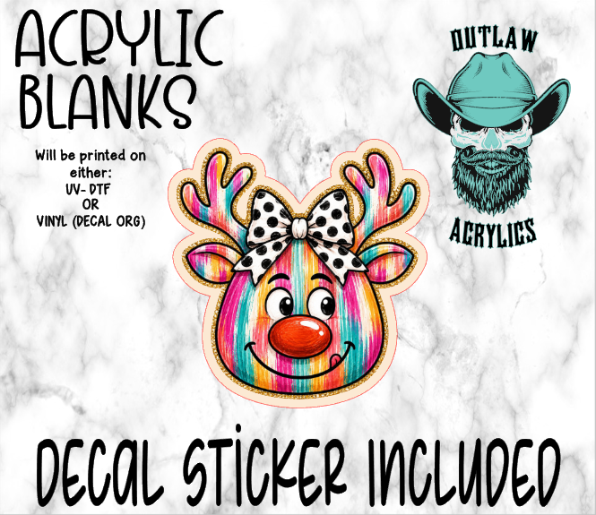 Gold Brushed Red Nose Face Acrylic & Decal Set