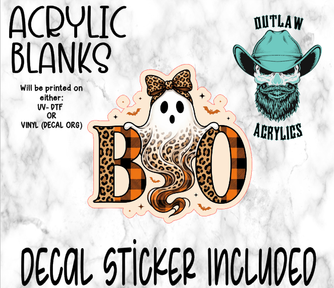 Orange Checkered Leopard Boo Acrylic & Decal Set