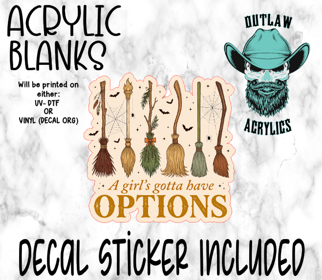 Girl Has Driving Options Acrylic & Decal Set