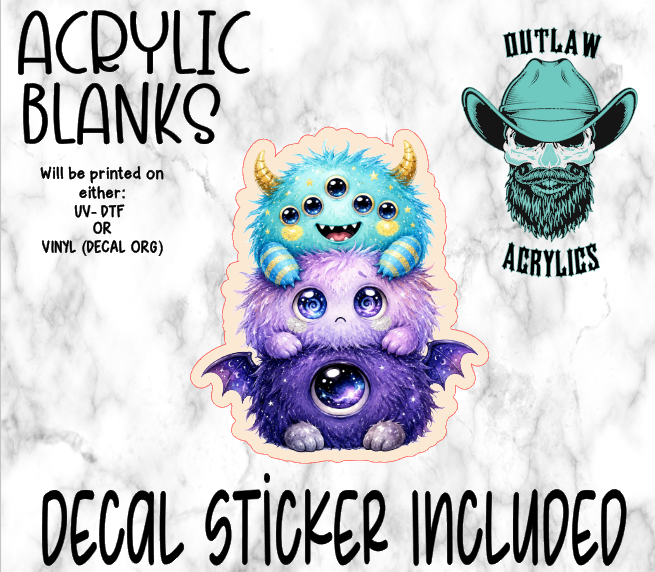 Blue Purple Stacked Monsters Acrylic & Decal Set