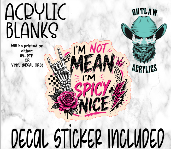 Pink Black Spicy Nice Acrylic & Decal Set