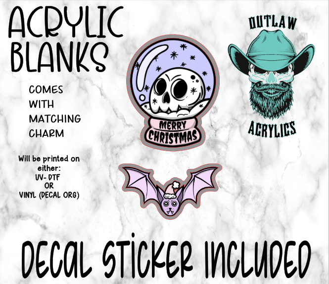 Goth Pastel Snow Globe Acrylic & Decal Set WITH MATCHING CHARM