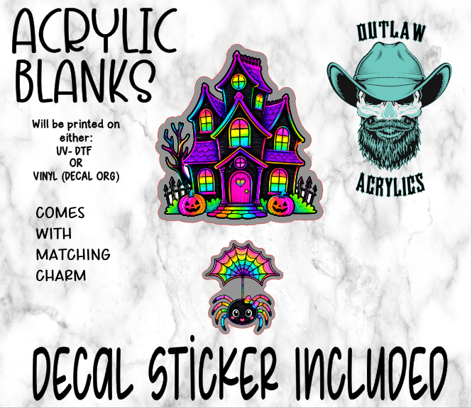 Holographic Spooky House Acrylic & Decal Set WITH MATCHING CHARM