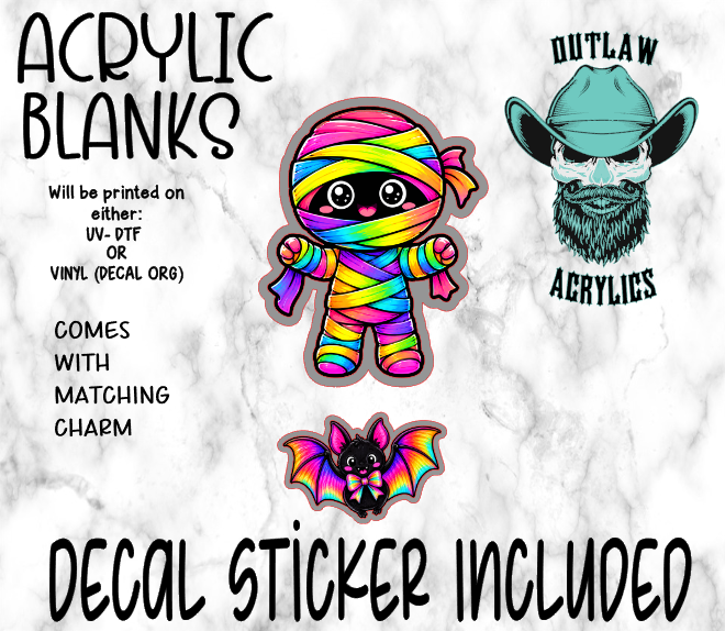 Holographic Mummy Acrylic & Decal Set WITH MATCHING CHARM