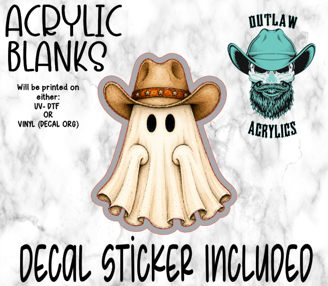 Brown Cowboy Hat Ghost Acrylic & Decal Set