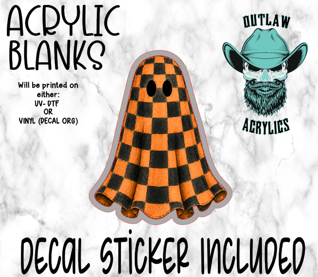 Orange Black Checkered Ghost Acrylic & Decal Set