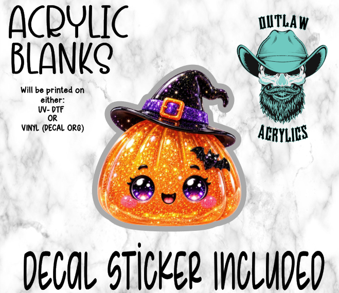 Orange Witch Glitter Dump Acrylic & Decal Set