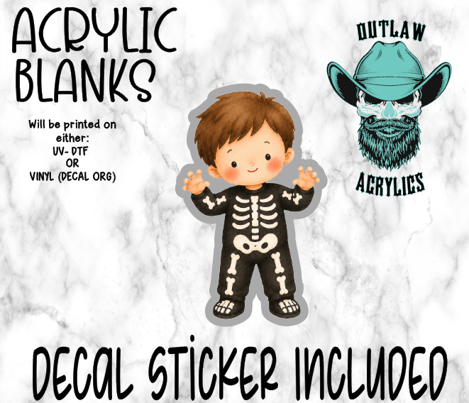 Kid Skeleton Costume Acrylic & Decal Set