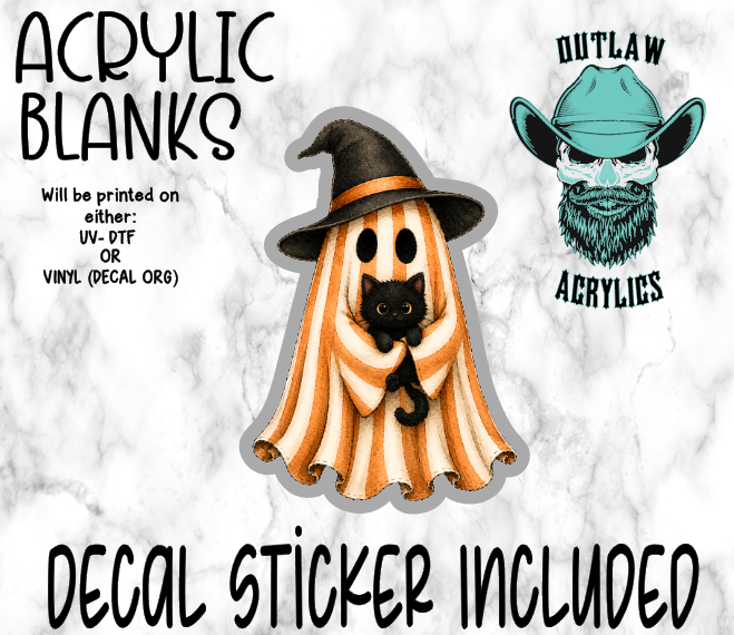 Orange Stripe Witch Ghost Acrylic & Decal Set