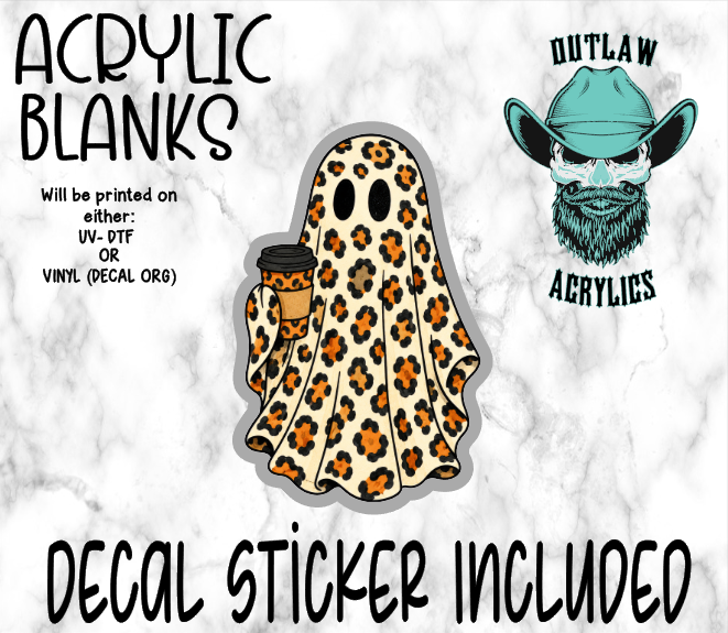 Orange Leopard Coffee Ghost Acrylic & Decal Set