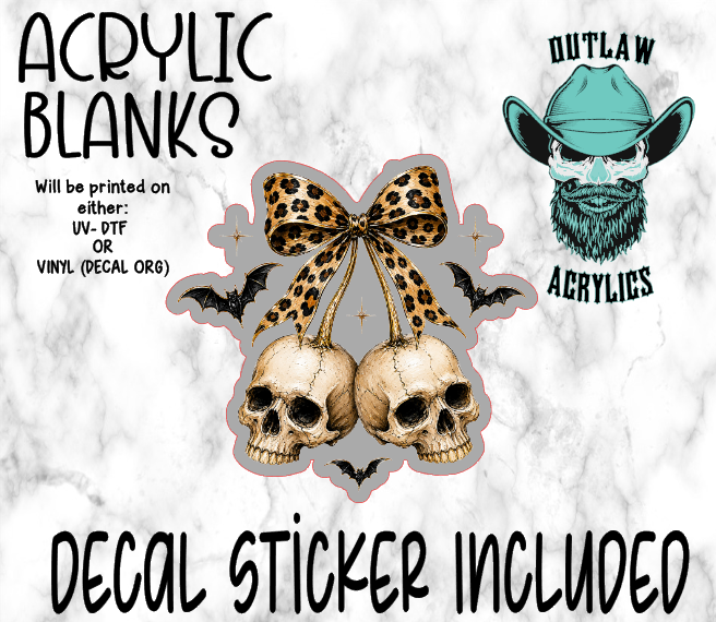 Bats Leopard Bow Skulls Acrylic & Decal Set