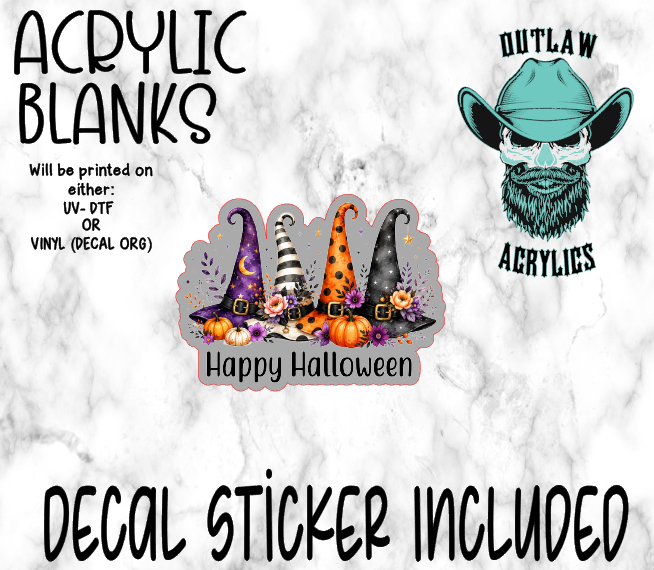 Happy Halloween Witch Hat Acrylic & Decal Set
