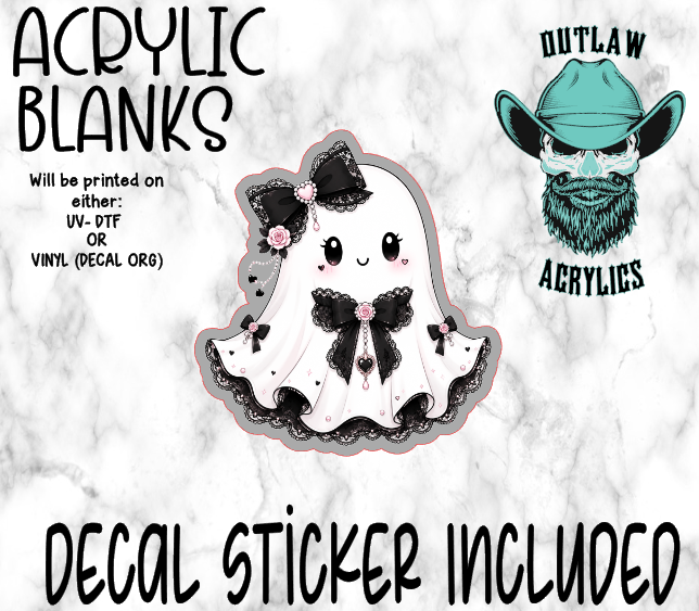 Black White Lace Ghost Acrylic & Decal Set