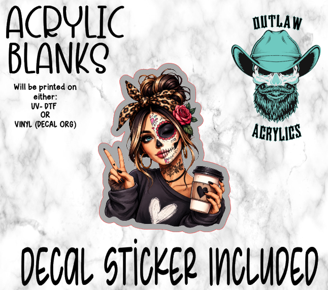 Peace Skele Girl Acrylic & Decal Set