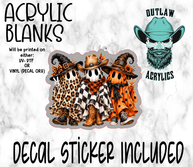 Cowboy Trio Halloween Ghosts Acrylic & Decal Set
