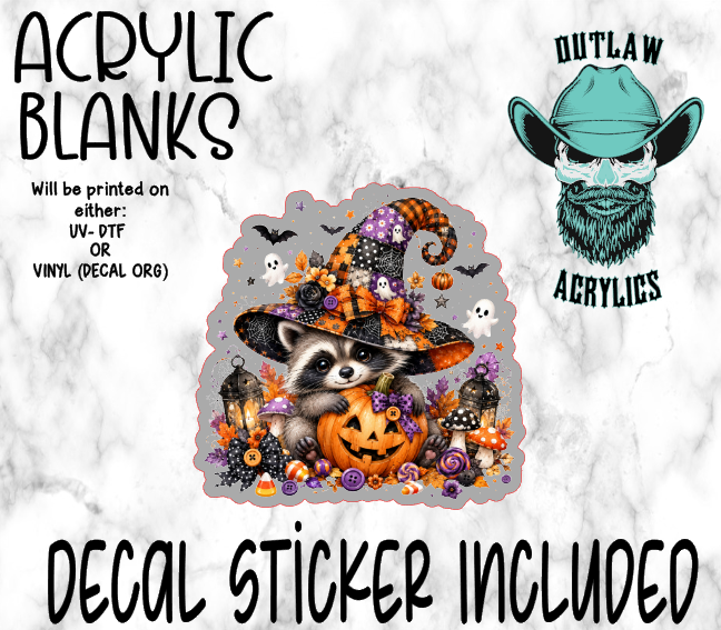 Racoon Halloween Candy Acrylic & Decal Set