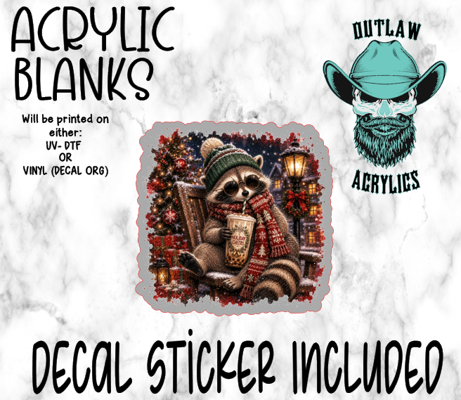 Coon Sitting Christmas Acrylic & Decal Set