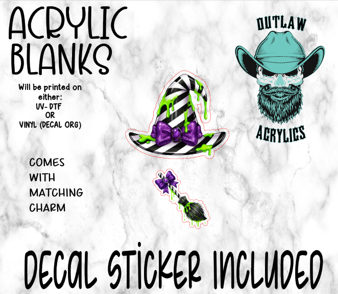Witch Hat Slime Acrylic & Decal Set WITH MATCHING CHARM