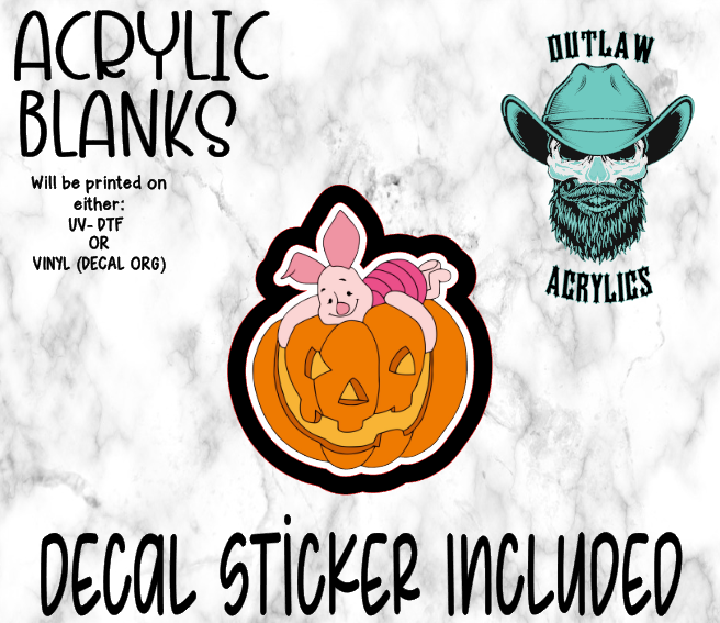 Pumpkin Halloween Pink Pig Acrylic & Decal Set