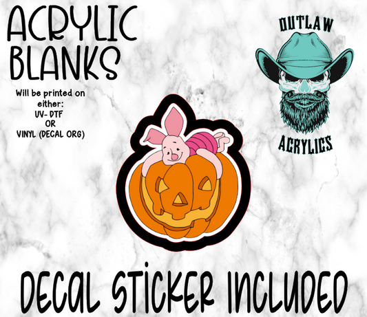 Pumpkin Halloween Pink Pig Acrylic & Decal Set