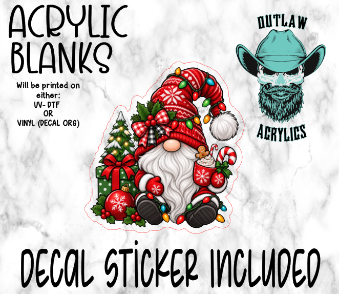 Christmas Gnome Lights Acrylic & Decal Set