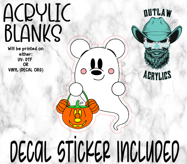 Ghost Mouse Pumpkin Basket Acrylic & Decal Set