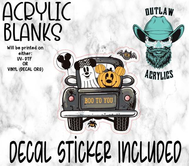 Boo To You Halloween Truck Rear Acrylic & Decal Set