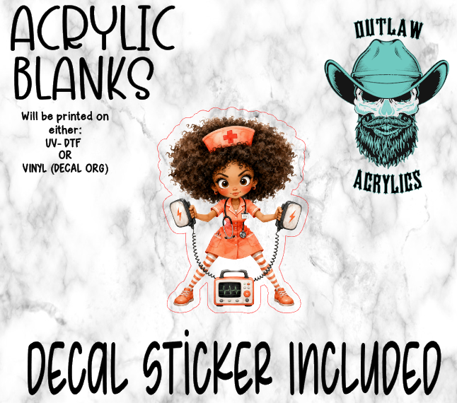 Orange Nurse Girl Acrylic & Decal Set