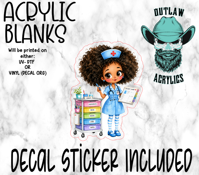 Blue Nurse Girl Acrylic & Decal Set
