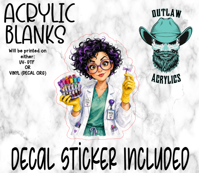 Nurse Phleb Girl Acrylic & Decal Set